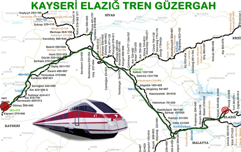 Kayseri Elazığ Tren