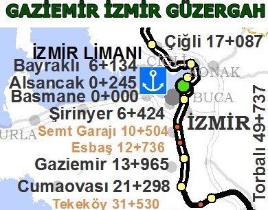 Gaziemir İzmir Güzergah