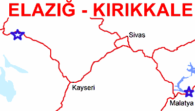 Elazığ Kırıkkale Tren Güzergah