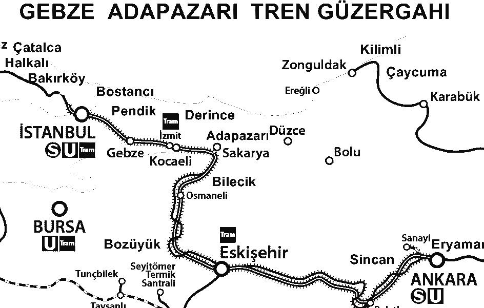 Gebze – Adapazarı Arası Güzergah ve Duraklar