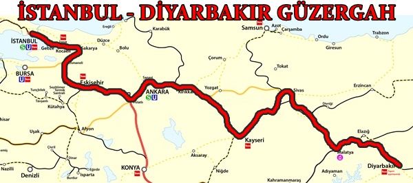 Güzergah İstanbul Diyarbakır