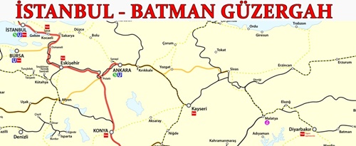 İstanbul Batman Güzergah